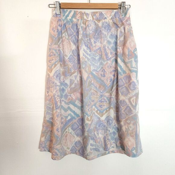 Vintage Russ Petites Multicolor Geo Skirt 6P Light Boho Light Academia 80's - Picture 2 of 8